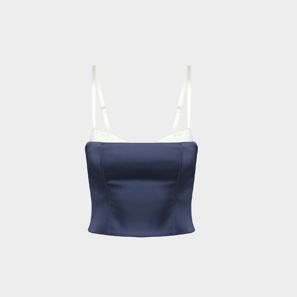 Aritzia Tops - Navy Blue Satin Camisole Top